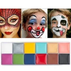 12 Färger 100ml Vattenbaserad Snabbtorkande Kroppsmakeup Palett Professionell Kosmetisk DIY för Fest><noscript><img width=