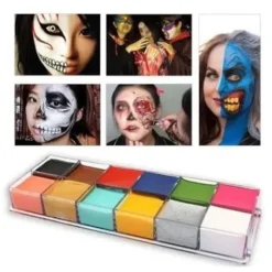 12 Färger 100ml Vattenbaserad Snabbtorkande Kroppsmakeup Palett Professionell Kosmetisk DIY för Fest><noscript><img width=