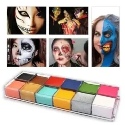 12 Färger 100ml Vattenbaserad Snabbtorkande Kroppsfärg Palett Professionell Kosmetika DIY för Fest, SD><noscript><img width=
