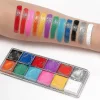 12 Färger Professionell Ansiktsmålningskit Med 2 Penslar Säker Giftfri Vattenbaserad Ansikts- Och Kroppsmålningssminkpalett Hypoallergena Ansiktsfärger För | Fyndiq> Smink