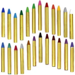 24 färger Säkerhets Ansikts- och Kroppsmålningskritor Tvättbara Pigmentfärger för Scenföreställningar Cosplay Festtillbehör för Barn><noscript><img width=