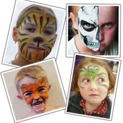 24 färger Säkerhets Ansikts- och Kroppsmålningskritor Tvättbara Pigmentfärger för Scenföreställningar Cosplay Festtillbehör för Barn><noscript><img width=