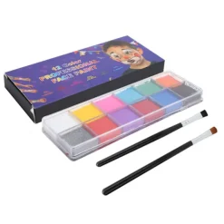 12 färger vattenbaserad ansikts- och kroppsmålning glänsande glitterfärg Halloweenfest sminkverktyg> Smink