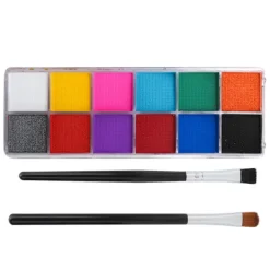 12 färger vattenbaserad ansikts- och kroppsmålning glänsande glitterfärg Halloweenfest sminkverktyg> Smink