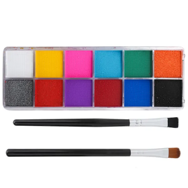 12 färger vattenbaserad ansikts- och kroppsmålning glänsande glitterfärg Halloweenfest sminkverktyg> Smink