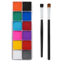 12 färger vattenbaserad ansikts- och kroppsmålning glänsande glitterfärg Halloweenfest sminkverktyg><noscript><img width=