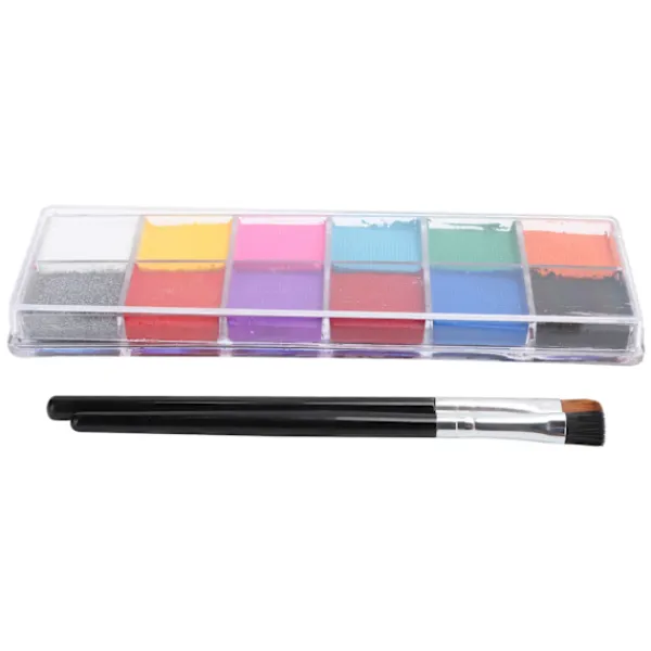 12 färger vattenbaserad ansikts- och kroppsmålning glänsande glitterfärg Halloweenfest sminkverktyg> Smink