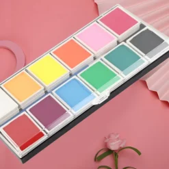 12 Färger Vattenbaserad Kropps- och Ansiktsfärg Halloween Party Bollspel Fan DIY Fancy Makeup Pigment><noscript><img width=