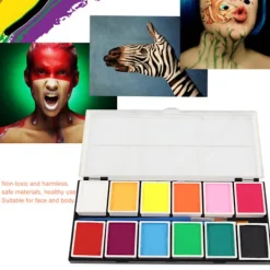 12 Färger Vattenbaserad Kropps- och Ansiktsfärg Halloween Party Bollspel Fan DIY Fancy Makeup Pigment><noscript><img width=