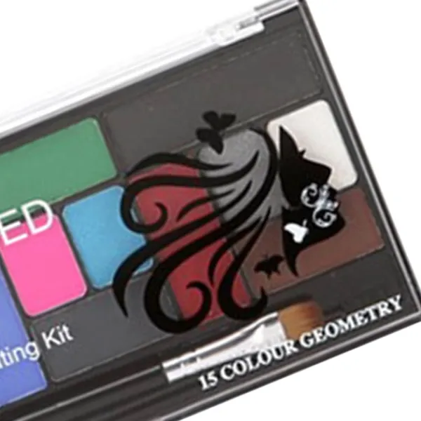 15 färger vattenbaserad sminkpalett professionell kroppsmålning sminkpalett för Halloween> Smink