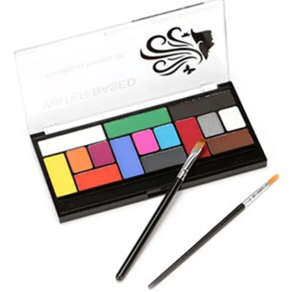 15 färger vattenbaserad sminkpalett professionell kroppsmålning sminkpalett för Halloween> Smink