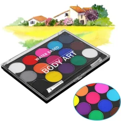 15 Färgers Ansikts- och Kroppsfärgset Giftfri Vattenlöslig Sminkverktyg><noscript><img width=