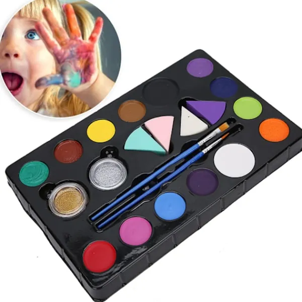 14 Färgers Ansikts- och Kroppsfärg Pigment Set Halloween Smink Cosplay Målningskit> Smink