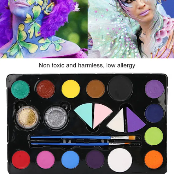14 Färgers Ansikts- och Kroppsfärg Pigment Set Halloween Smink Cosplay Målningskit> Smink