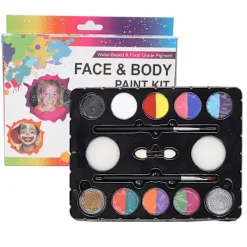 8 färgers ansiktsmålningskit med 2 färger glitterpulver - Perfekt för Halloween, jul - Kropps- och ansiktsmålning för barn och vuxna> Smink