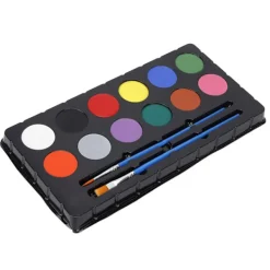 12 Färgers Livsmedelsgodkänd Ansiktsfärg Kit DIY Lättviktig Portabel Lätt att Använda><noscript><img width=