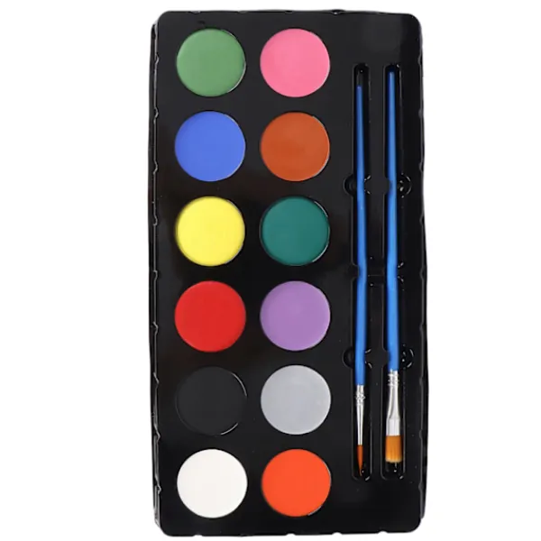 12 Färgers Livsmedelsgodkänd Ansiktsfärg Kit DIY Lättviktig Portabel Lätt att Använda> Smink
