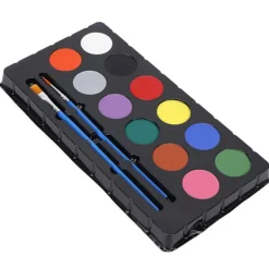 12 Färgers Livsmedelsgodkänd Ansiktsfärg Kit DIY Lättviktig Portabel Lätt att Använda><noscript><img width=
