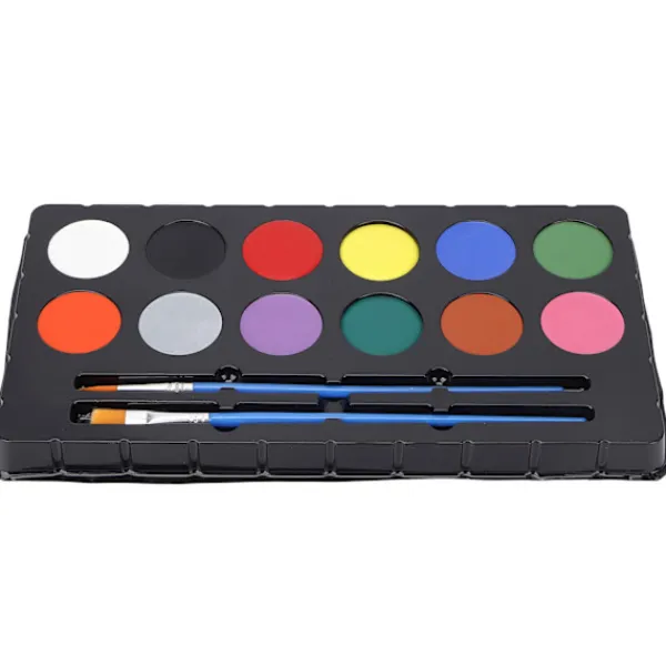 12 Färgers Livsmedelsgodkänd Ansiktsfärg Kit DIY Lättviktig Portabel Lätt att Använda> Smink