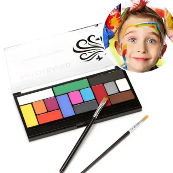 15 Färgers Vattenbaserad Sminkpalett Professionell Kropps- och Ansiktsfärg för Halloween> Smink
