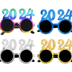 2024 Gott Nytt År Glasögon, 4 st Nyårsfest Glasögon Glasögon för Foto Rekvisita Fancy Nyårsfest Glasögon Ram för Barn Vuxna Nyårsfest Dekoration> Tillbehör