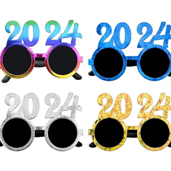 2024 Gott Nytt År Glasögon, 4 st Nyårsfest Glasögon Glasögon för Foto Rekvisita Fancy Nyårsfest Glasögon Ram för Barn Vuxna Nyårsfest Dekoration> Tillbehör