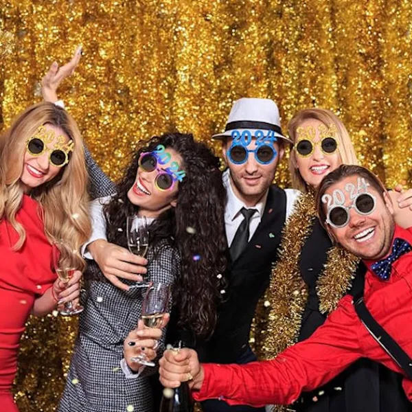 2024 Gott Nytt År Glasögon, 4 st Nyårsfest Glasögon Glasögon för Foto Rekvisita Fancy Nyårsfest Glasögon Ram för Barn Vuxna Nyårsfest Dekoration> Tillbehör