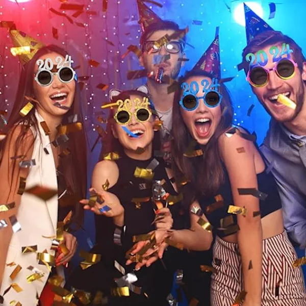 2024 Gott Nytt År Glasögon, 4 st Nyårsfest Glasögon Glasögon för Foto Rekvisita Fancy Nyårsfest Glasögon Ram för Barn Vuxna Nyårsfest Dekoration> Tillbehör