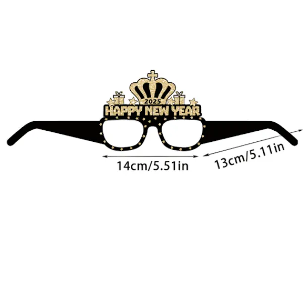 2025 Gott Nytt År Glasögon och hatt, 12-pack Svart Guld Nyårsafton Partyglasögon och hatt, Snygg Fotobåsrekvisita> Tillbehör