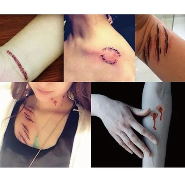 30 Halloween - Sår tatuering / Tatuerings klistermärken> Smink