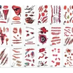 20 Halloween - Sår tatuering / Tatueringsdekaler_yux> Smink