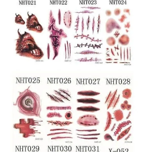 20 Halloween - Sår tatuering / Tatueringsdekaler_yux> Smink