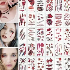 30 Halloween - Sår tatuering / Tatueringsdekaler> Smink