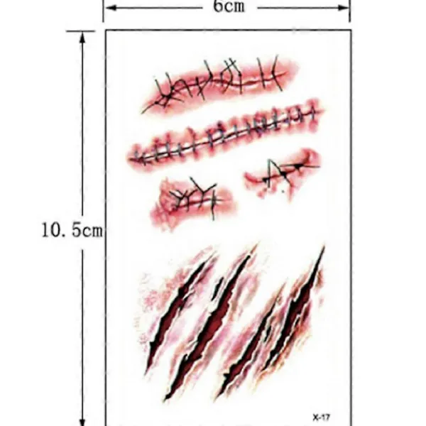 30 Halloween - Sår tatuering / Tatueringsdekaler> Smink