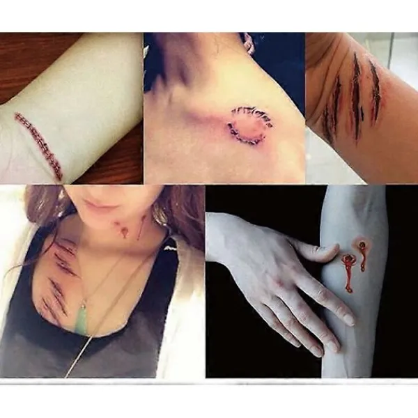 30 Halloween - Sår tatuering / Tatueringsdekaler> Smink