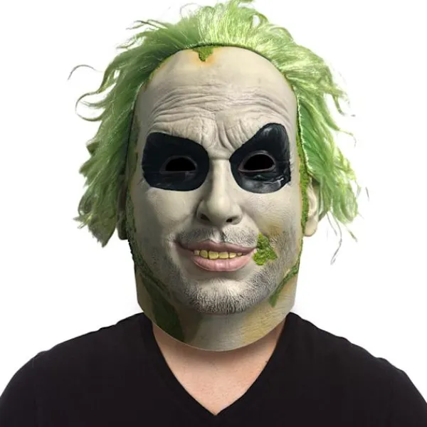2024 Halloween Beetlejuice Clown Mask Läskig Joker Helhuvudsmask Cosplay Kostym Rekvisita Maskerad-FA-> Masker