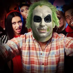 2024 Halloween Beetlejuice Clown Mask Läskig Joker Helhuvudsmask Cosplay Kostym Rekvisita Maskerad-FA-><noscript><img width=