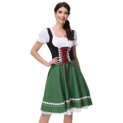 2024 Halloween Öl Tjej Kostym Sexig Maid Klänning för Scenshow & Fester - Grön L><noscript><img width=