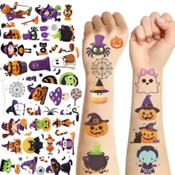 2025 Halloween Temporära Tatueringar | Tecknade Klistermärken för Barn, Partydekoration Säker & Rolig**(10 ark/förpackning) (10 sheets/pack)> Smink