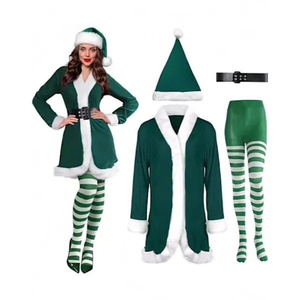 2025 Julkostym Cosplay-dräkt Jultomten Dam Grönhårig Monster Grinchen Festdräkt XXL> Dräkter