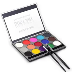 1 Kroppsmålningskit (15 Färger) 2 Penslar 4 Mönstermallar Obs: Som med all kosmetika rekommenderar vi att du gör ett litet hudtest innan du använder det på ett större område | Fyndiq><noscript><img width=