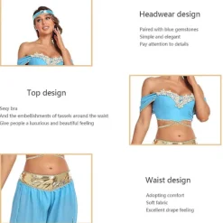 2023 Ny, amp Of Aladdin Jasmine Princess Dress Made Cosplay Costume L> Dräkter