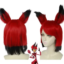 2024 ny modell Anime Hazbin Hotel ALASTOR peruk med öra Cosplay kostym värmebeständig syntetiskt hår män kvinnor peruker> Peruker