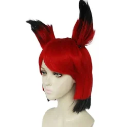 2024 ny modell Anime Hazbin Hotel ALASTOR peruk med öra Cosplay kostym värmebeständig syntetiskt hår män kvinnor peruker> Peruker