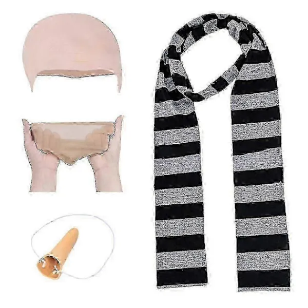 2025 Nya 4 st Gru Cos-set Falsk näsa Skallig mössa Halloween-kostymtillbehör för Despicable> Tillbehör