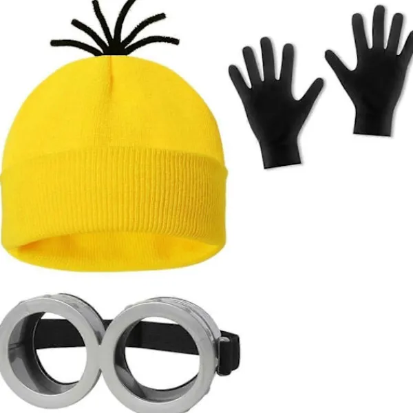 2025 Nya Dam Herr Halloween Söta Mini-ons Kostymer Mini-ons Tillbehör Inkluderar Glasögon Gul Mössa Stickade Mössor Svarta Handskar Mini Gul Mansdräkt | Fyndiq> Tillbehör