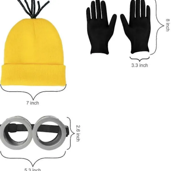 2025 Nya Dam Herr Halloween Söta Mini-ons Kostymer Mini-ons Tillbehör Inkluderar Glasögon Gul Mössa Stickade Mössor Svarta Handskar Mini Gul Mansdräkt | Fyndiq> Tillbehör