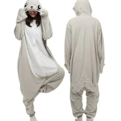 2025 Nya Tecknade Helkroppspyjamas Halloween Juldräkt gråsäl L (165-175cm)> Dräkter