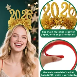 unbranded 2026 Nyår Hårband Foto Rekvisita Roliga Hårdiadem Kronor för Nyårsfest><noscript><img width=