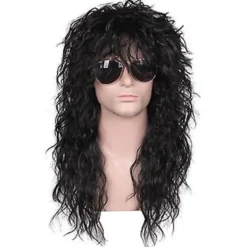 70- och 80-tals Herr Mull-Peruk Halloween Cosplay Lockig Peruk Värmebeständig Syntetisk Peruk Heavy Metal Rock Cosplay Peruk (Beige)><noscript><img width=